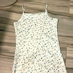 Q white dress with blue flowers